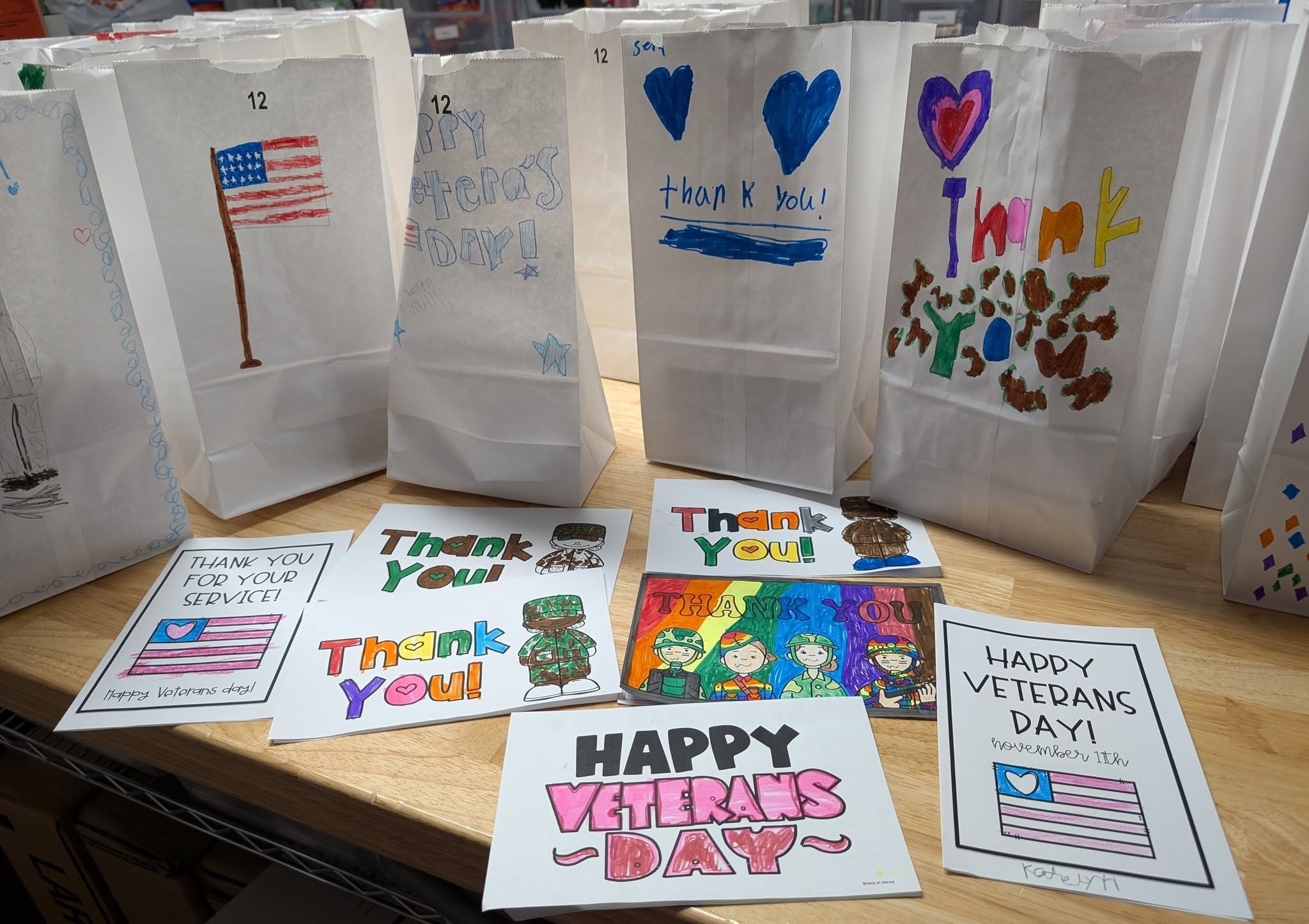 Children's thank-you cards for Veterans Day